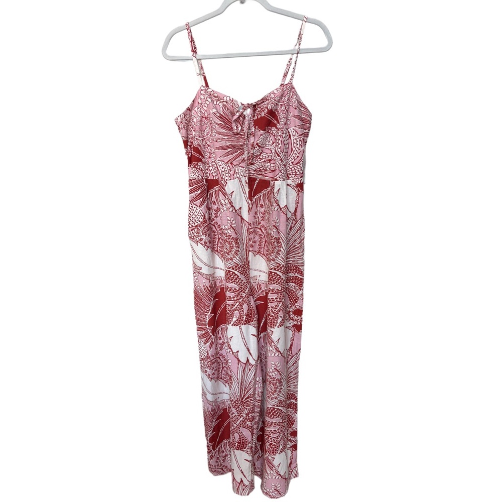 Japna Tropical Print Wide Leg Jumpsuit Linen Cotton Rayon Size Large